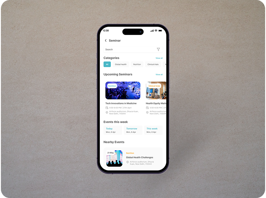 Seminar discovery app design