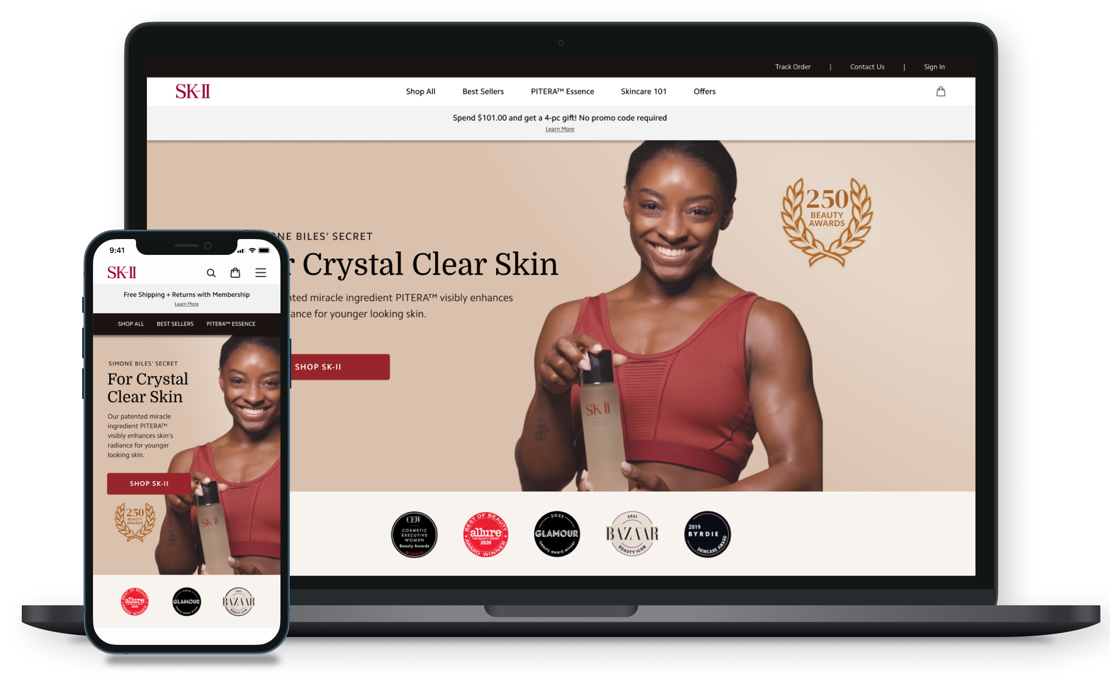 Luxury skincare website redesign — product discovery and checkout UI